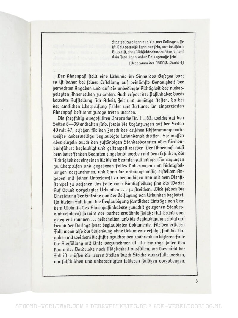 German NSDAP Ahnenpass - Image 2