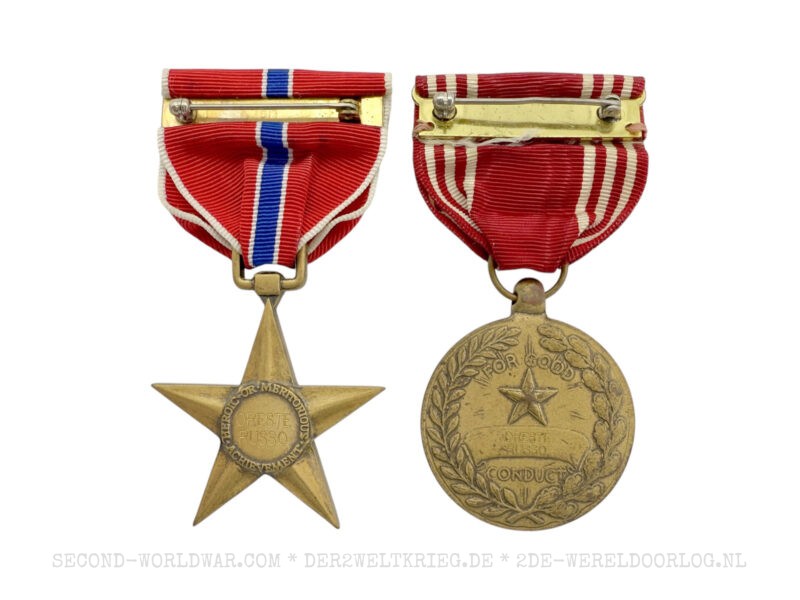 American Cased Bronze Star Medal with pin, ribbon and Cood Conduct Medal with name - Image 3