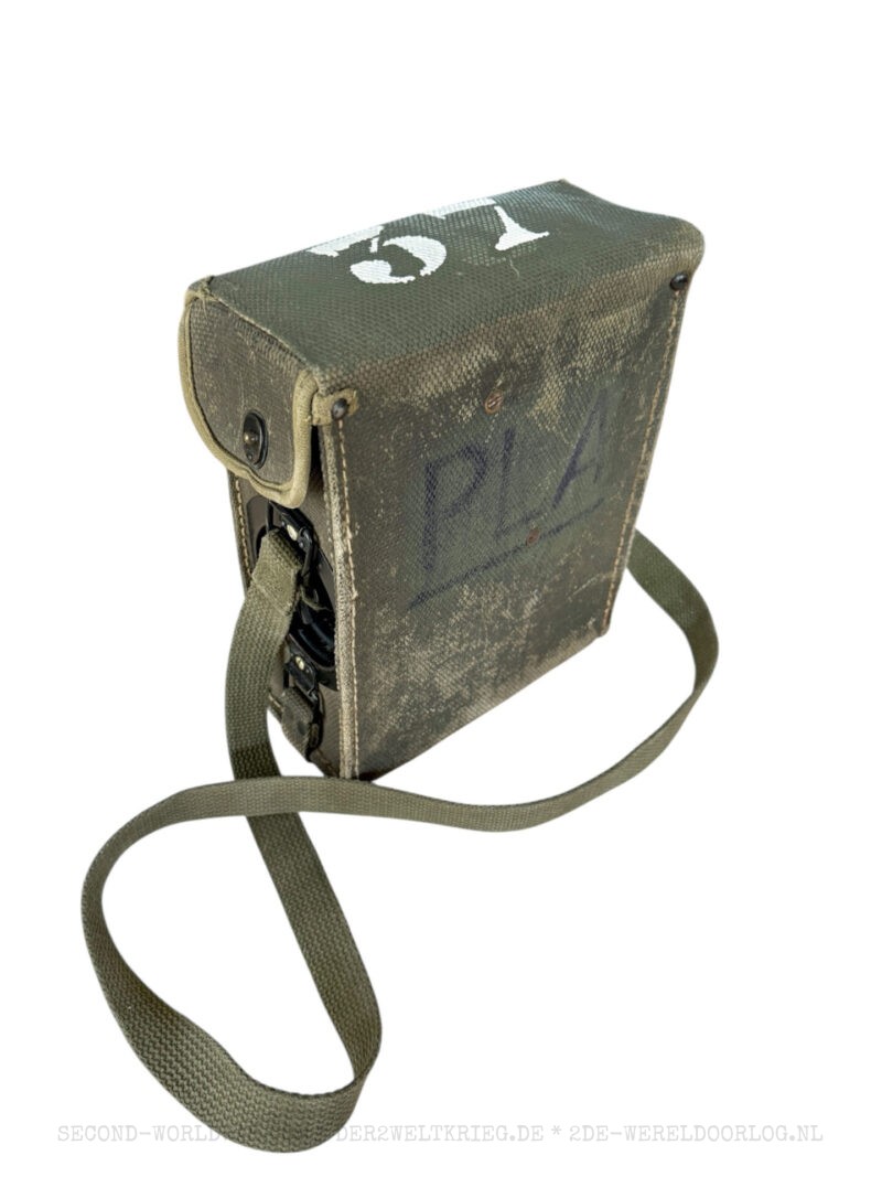 US Army Signal Corps EE-8-B field phone in canvas case 1944 - Image 2