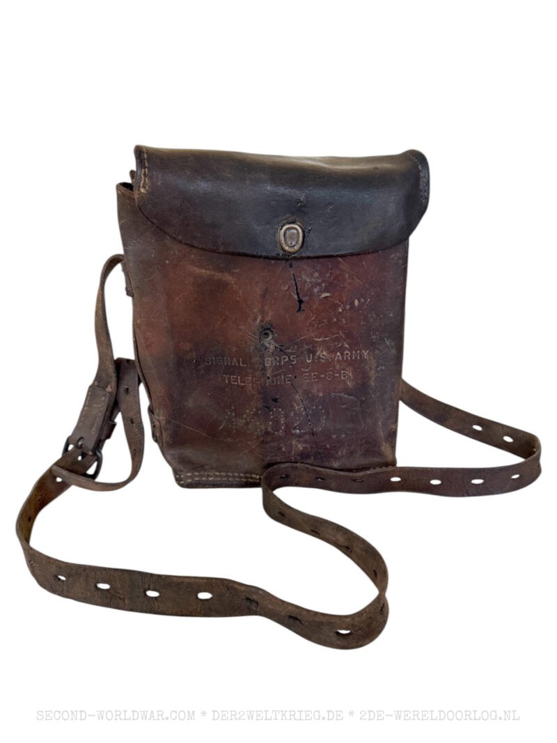 US Army Signal Corps EE-8-B field phone in leather case
