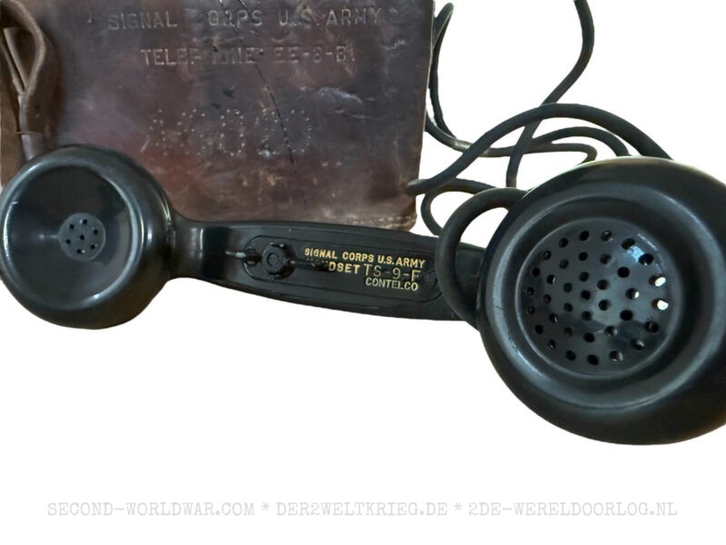 US Army Signal Corps EE-8-B field phone in leather case - Image 5
