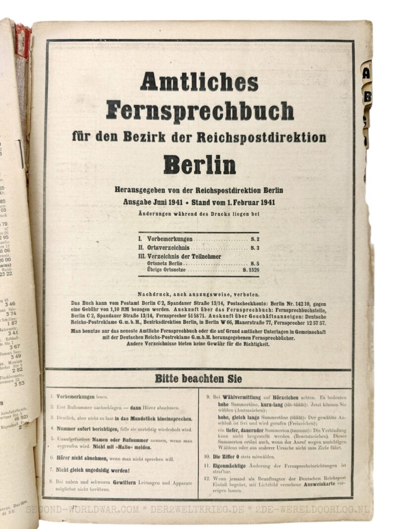German telephone book Berlin 1941 - Image 3