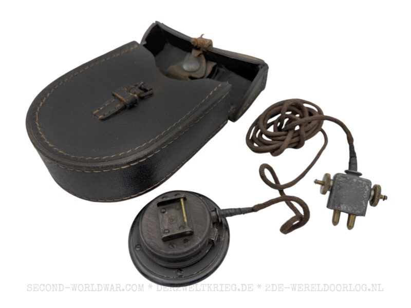 German single headphone (Kopffernhörer 33) in leather pouch