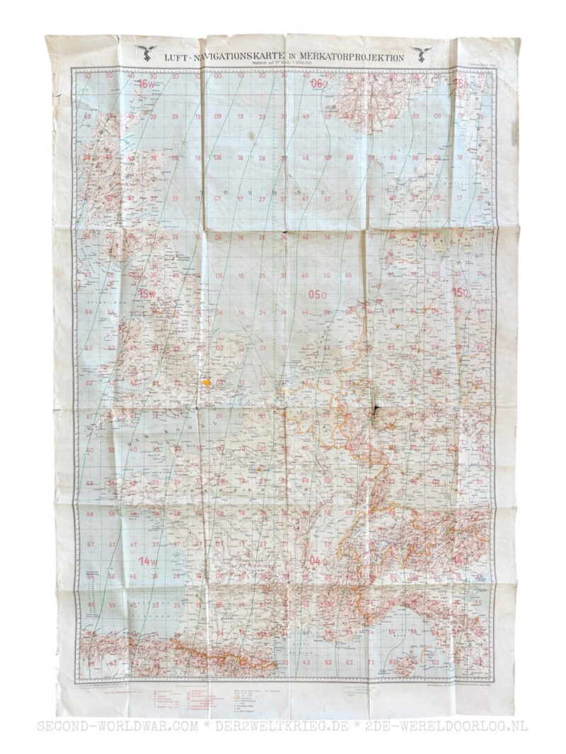 German Luftwaffe Navigation Map Western Europe 1939