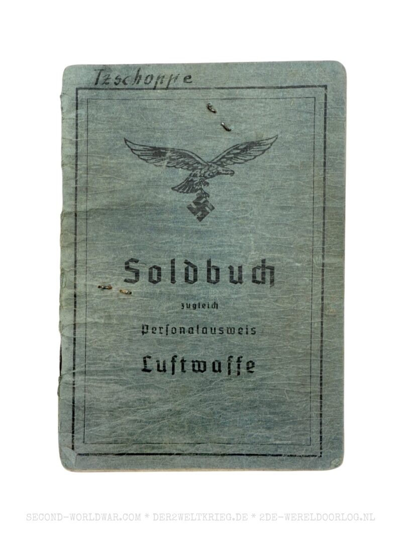Luftwaffe Soldbuch anti-aircraft and Nebelkompanie officer