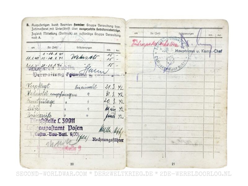 Luftwaffe Soldbuch anti-aircraft and Nebelkompanie officer - Image 14