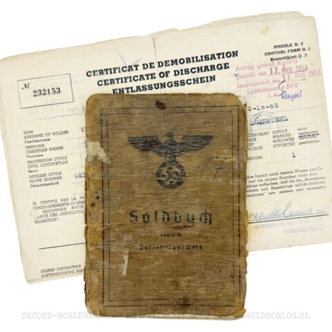 Wehrmacht Soldbuch with French certificate of discharge