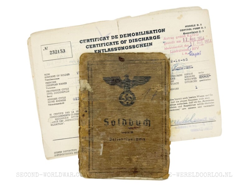 Wehrmacht Soldbuch with French certificate of discharge