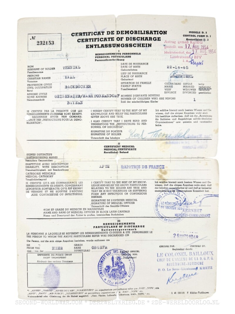Wehrmacht Soldbuch with French certificate of discharge - Image 11