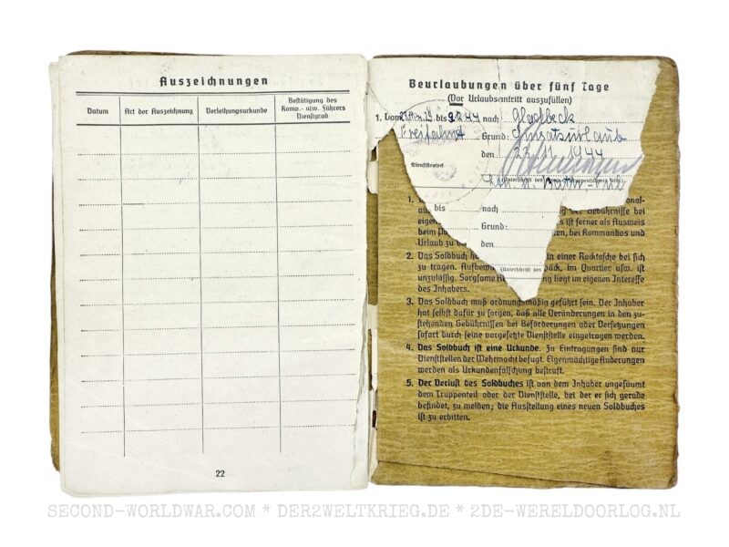 Wehrmacht Soldbuch Gunner 1944 - Image 11